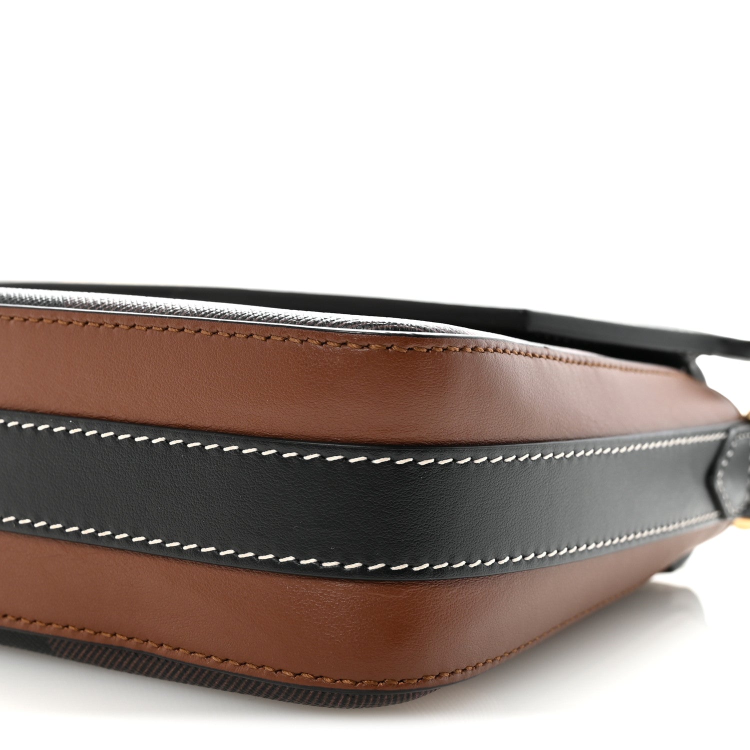E-Canvas Check Calfskin Catherine Shoulder Bag Dark Birch Brown