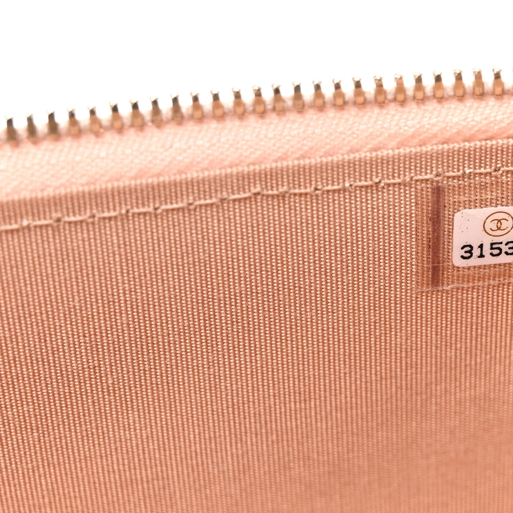 Lambskin Quilted Small Top Handle Vanity Case With Chain Beige