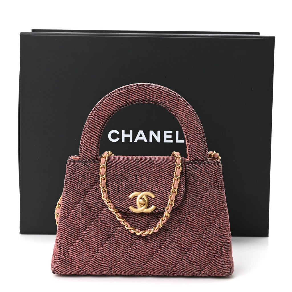 Denim Quilted Nano Kelly Shopper Orange Black