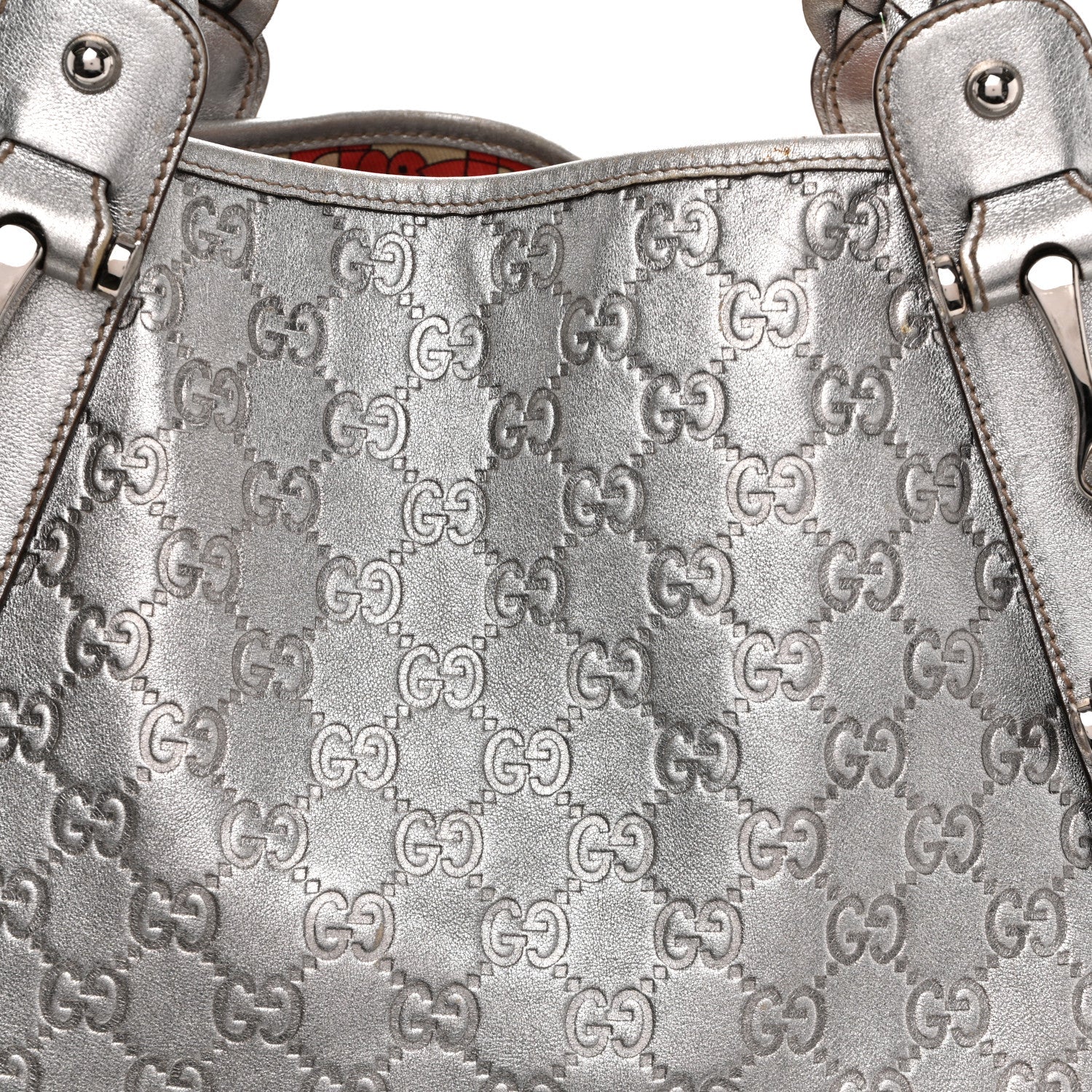 Metallic Guccissima Medium Pelham Shoulder Bag Silver