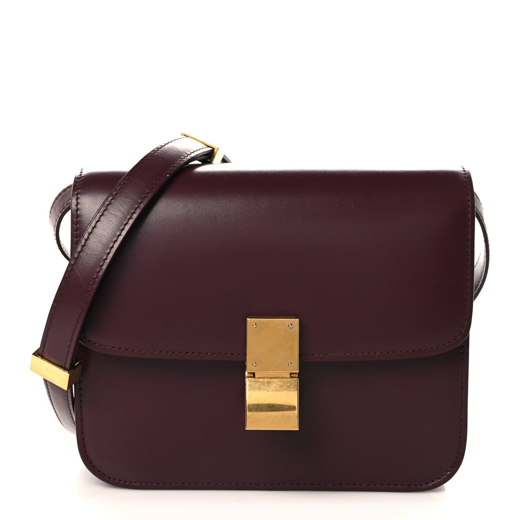 Box Calfskin Teen Classic Box Flap Bag Burgundy
