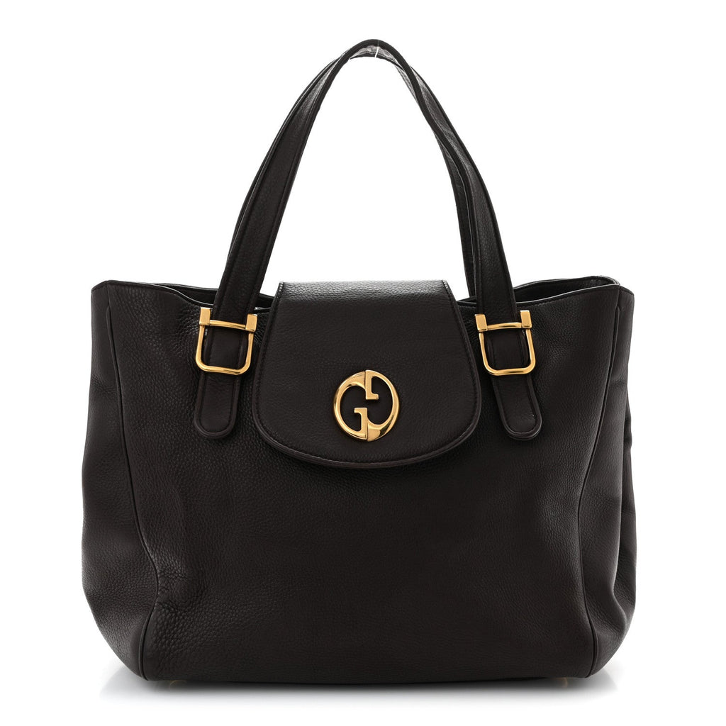 Pebbled Calfskin Medium 1973 Tote Dark Brown