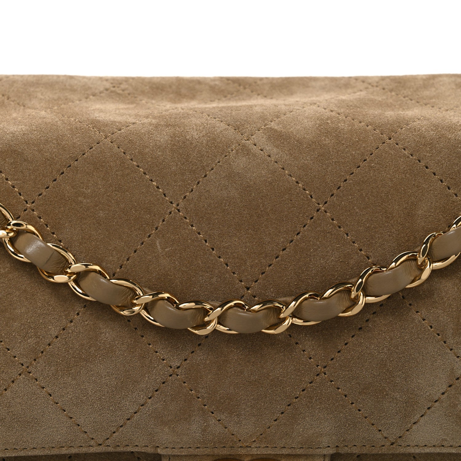 Suede Calfskin Small Souplissimo Maxi Flap Dark Beige