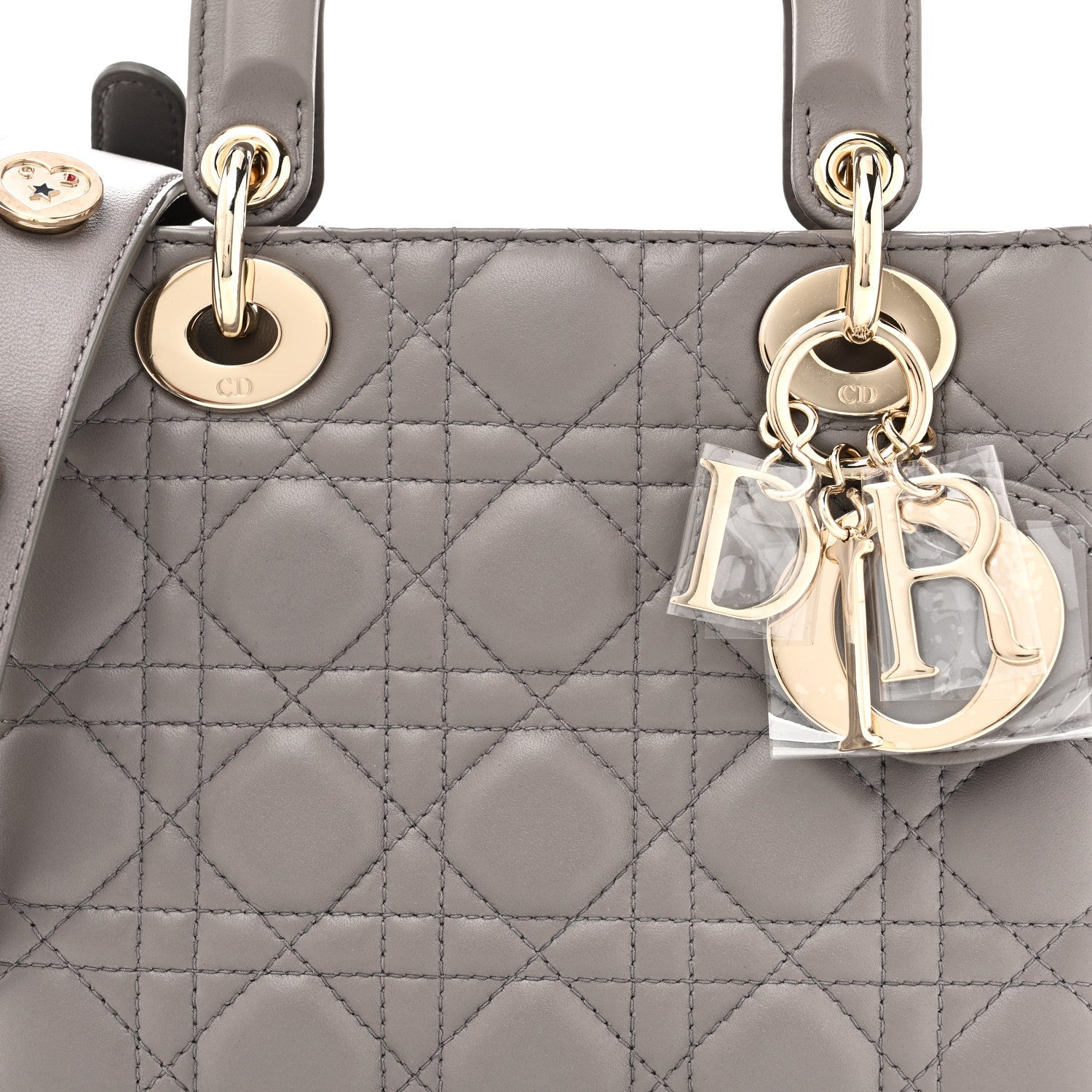 Lambskin Cannage Small Lucky Badges My Lady Dior Grey