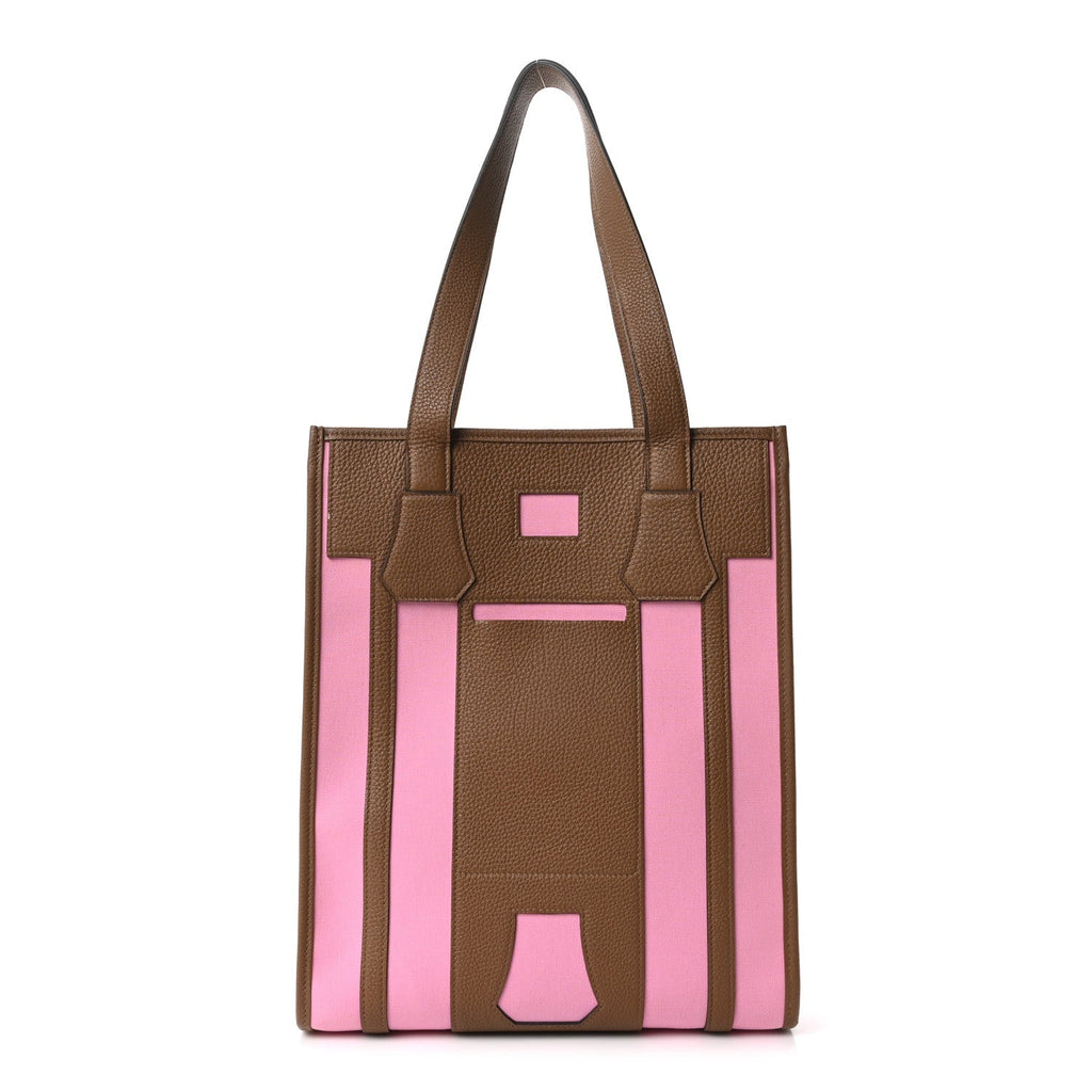 Canvas Calfskin Petit H Bell Tote Bag Rose Gold