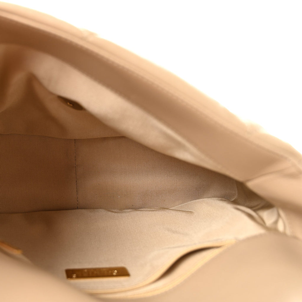 Lambskin Quilted Large Chanel 19 Flap Dark Beige