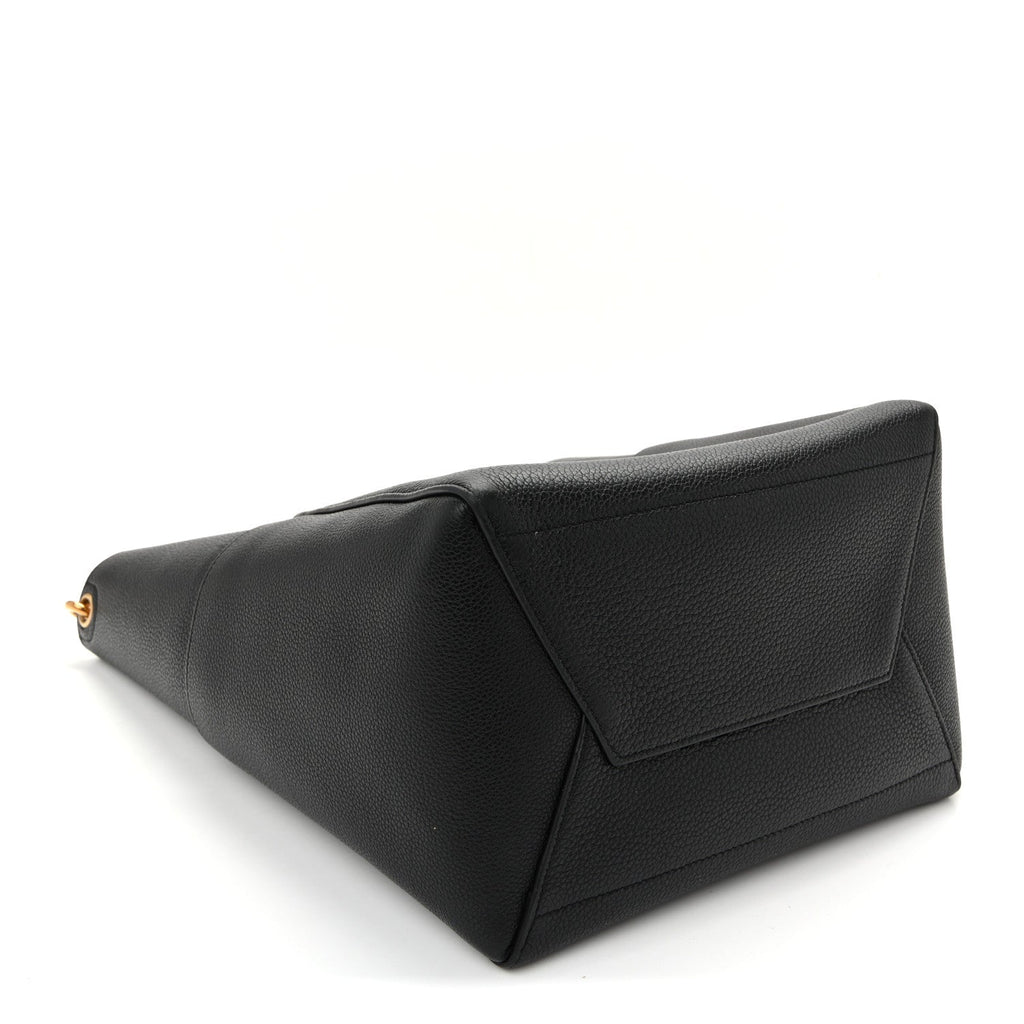 Soft Grained Calfskin Sangle Bucket Bag Black