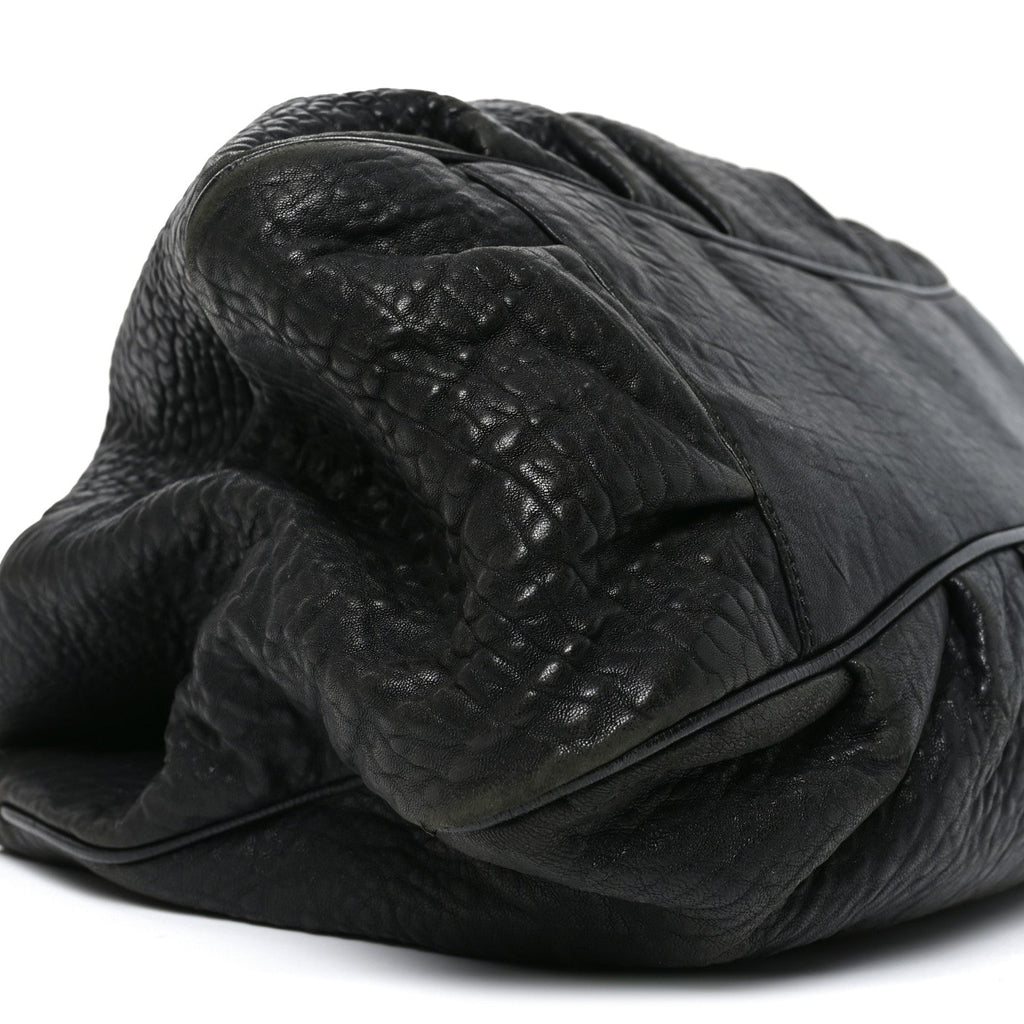 Crinkled Lambskin Mia Tote Black