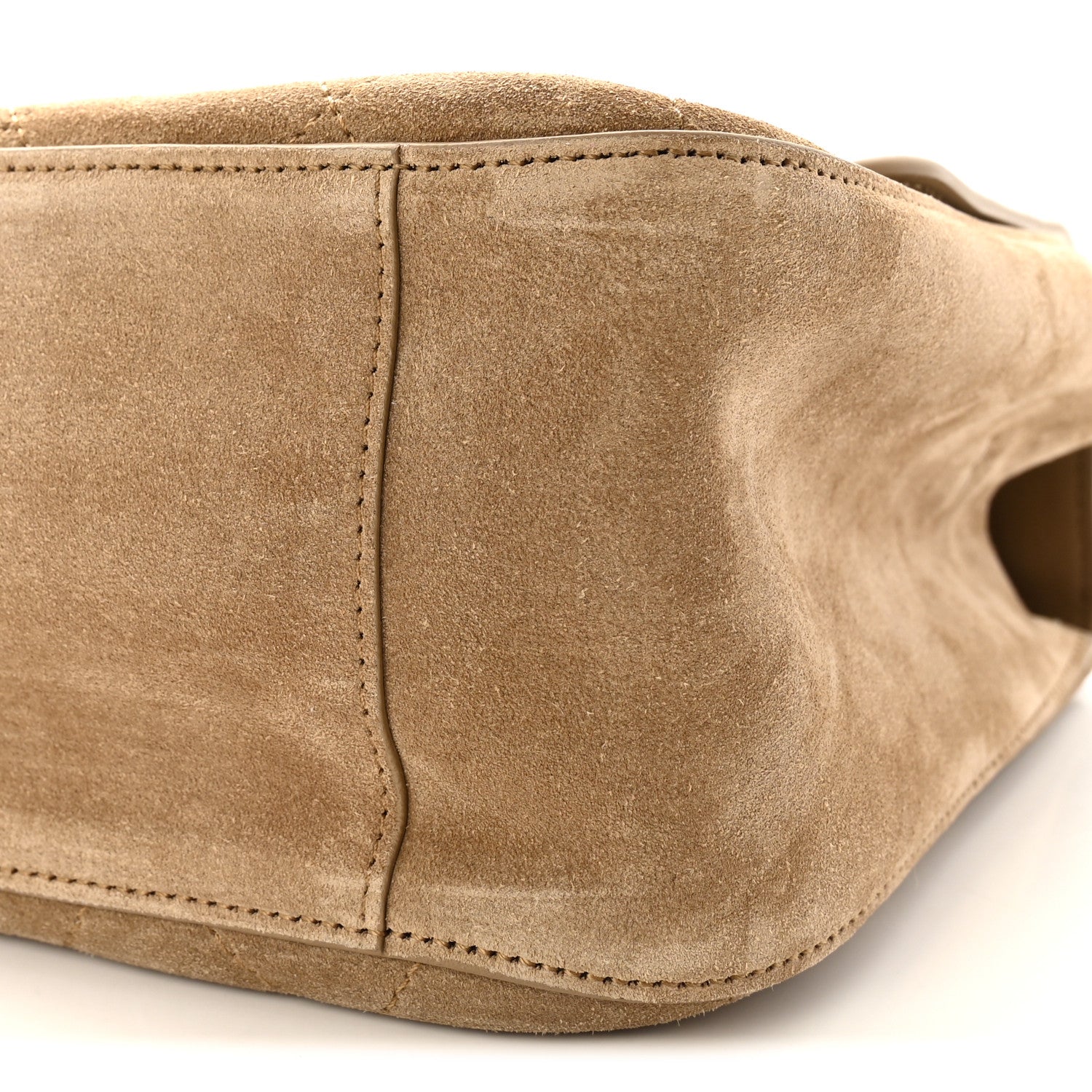 Suede Calfskin Small Souplissimo Maxi Flap Dark Beige