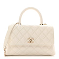 Caviar Quilted Mini Coco Handle Flap White