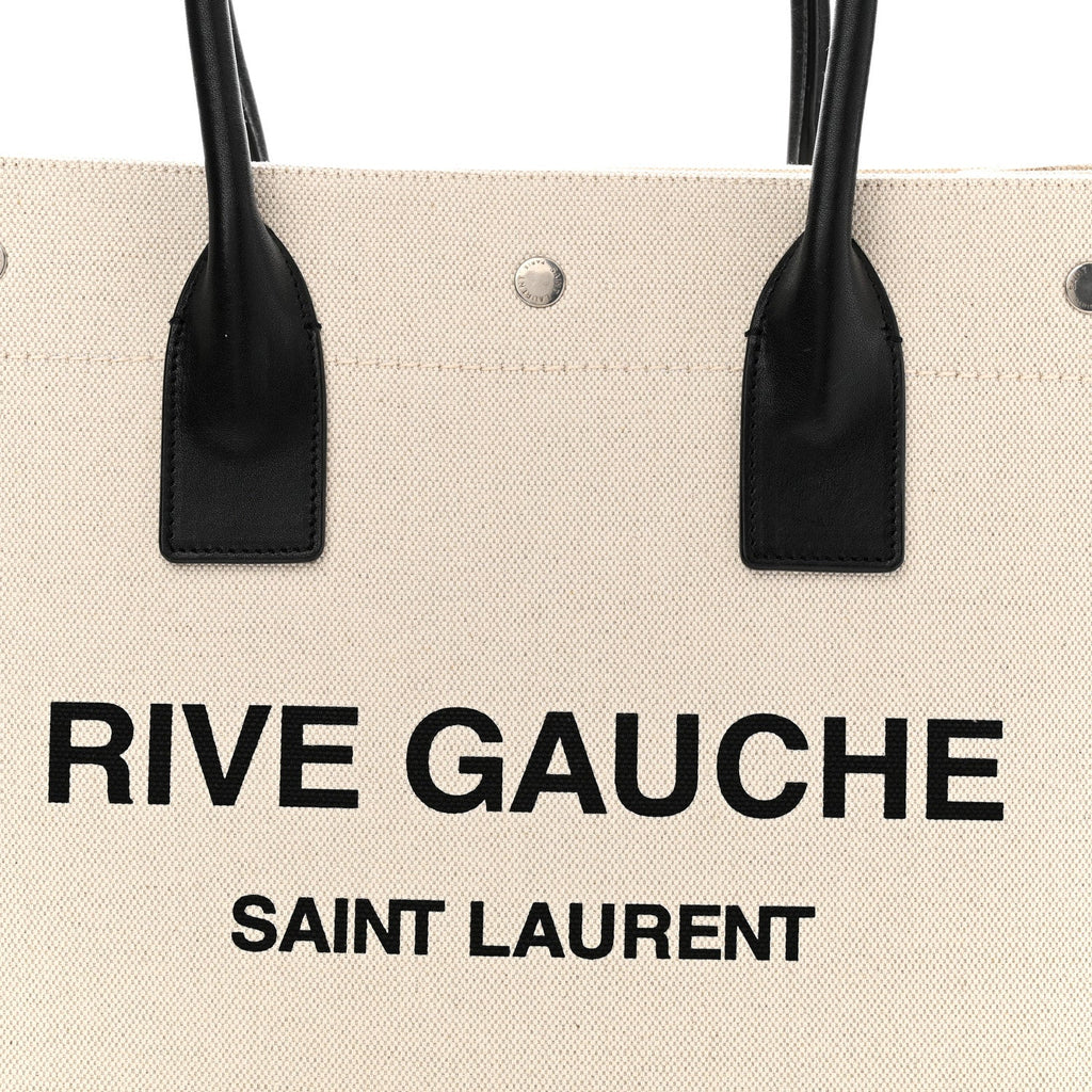 Linen Calfskin Small Rive Gauche Tote Optic White