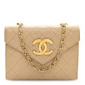 Lambskin Quilted Envelope Flap Beige
