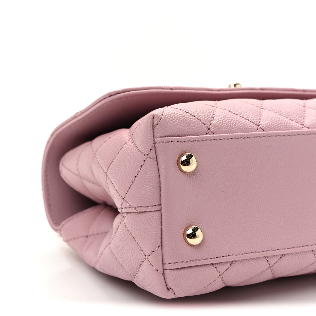 Caviar Quilted Mini Coco Handle Flap Light Pink