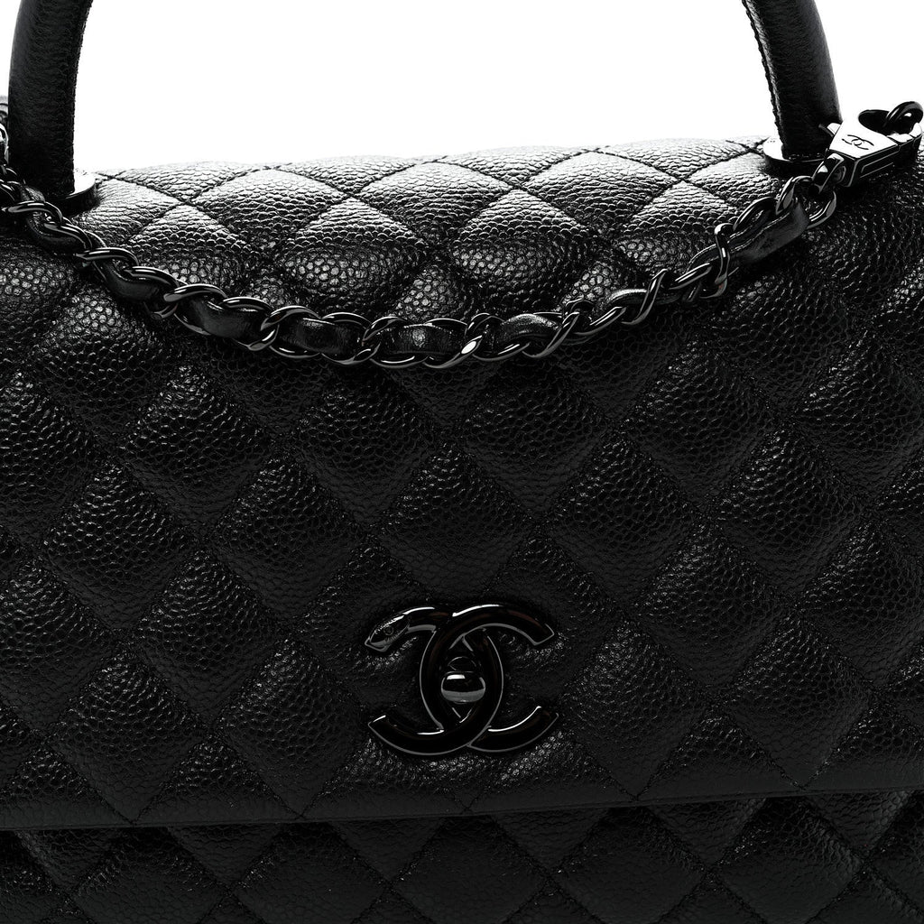 Caviar Quilted Small Coco Handle Flap So Black