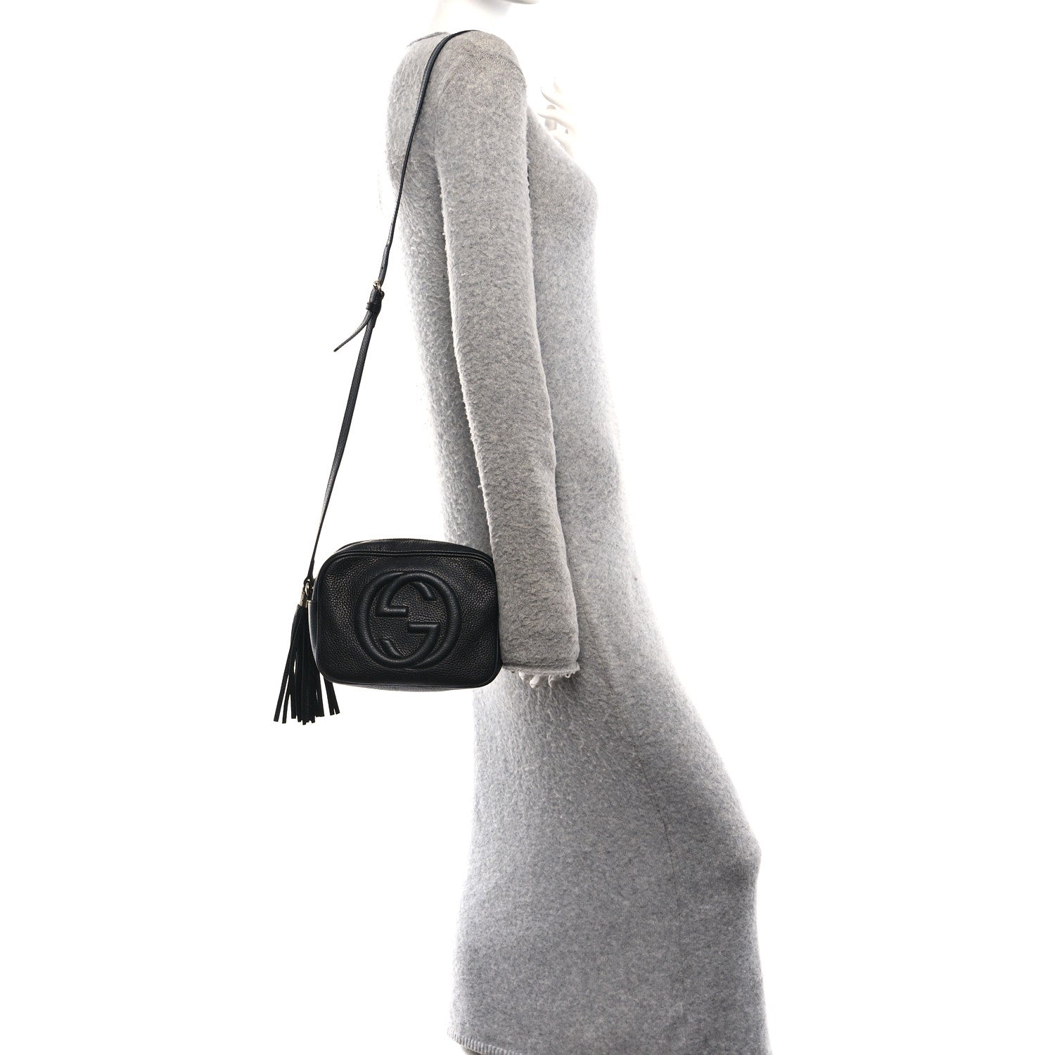 Pebbled Calfskin Small Soho Disco Bag Black