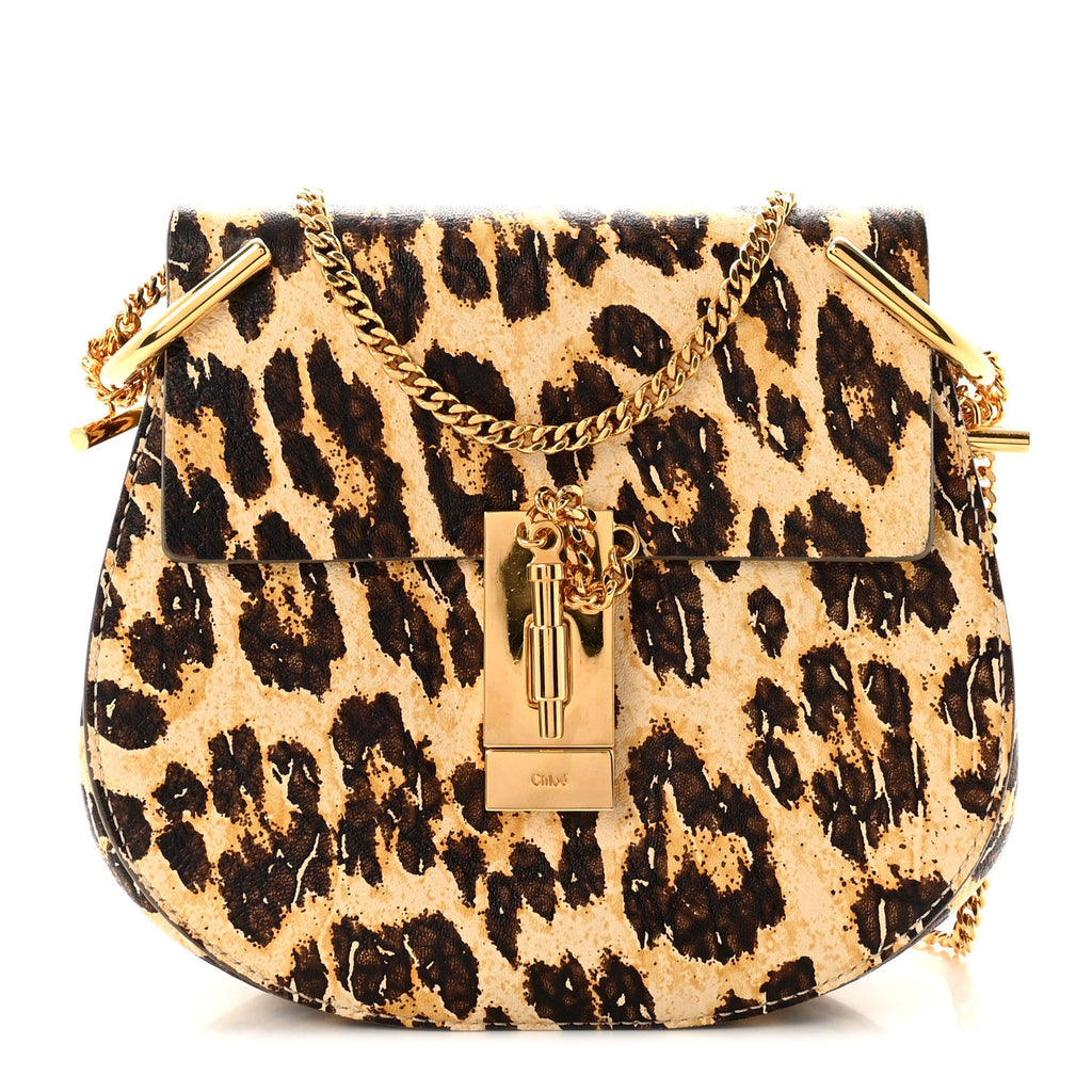 Calfskin Leopard Print Mini Drew Shoulder Bag