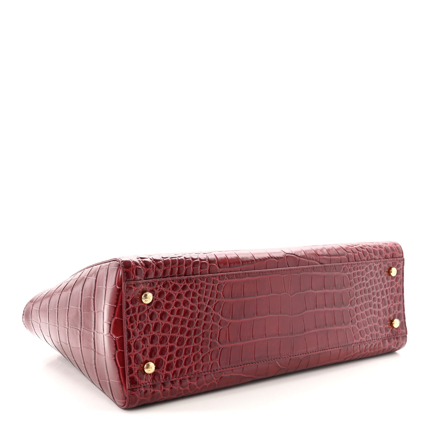 Calfskin Crocodile Embossed Archetype Small Shopping Tote Burgundy