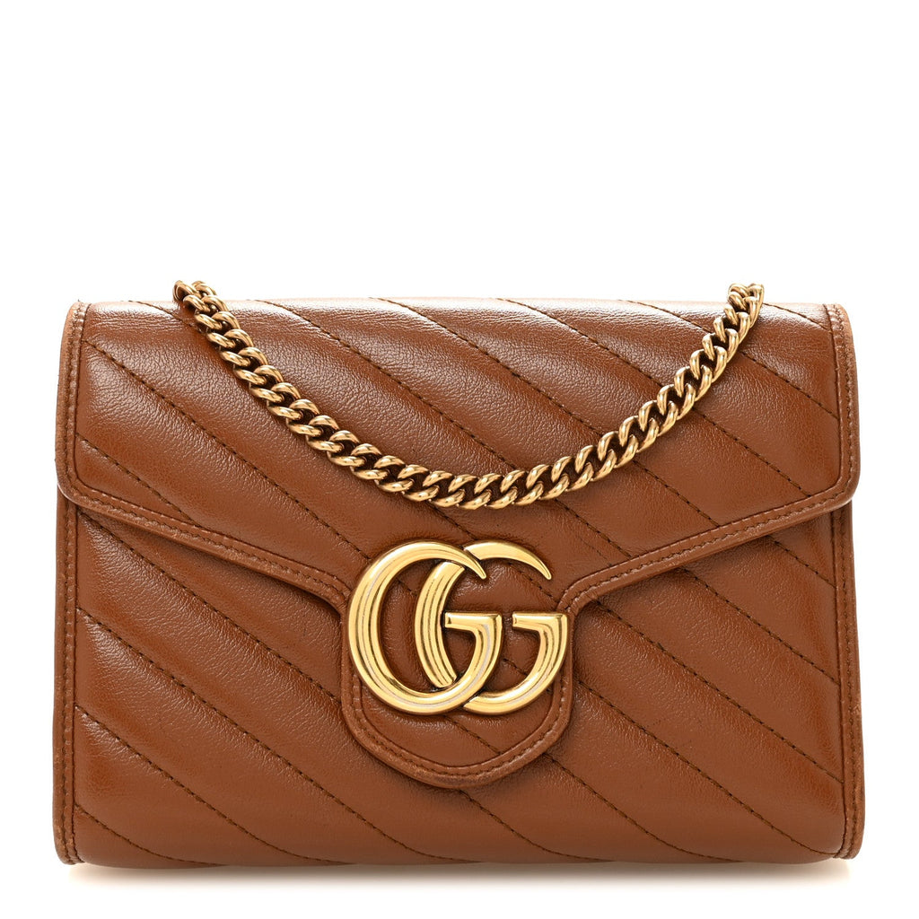 Azalea Calfskin Matelasse Diagonal GG Marmont Chain Wallet Cuir