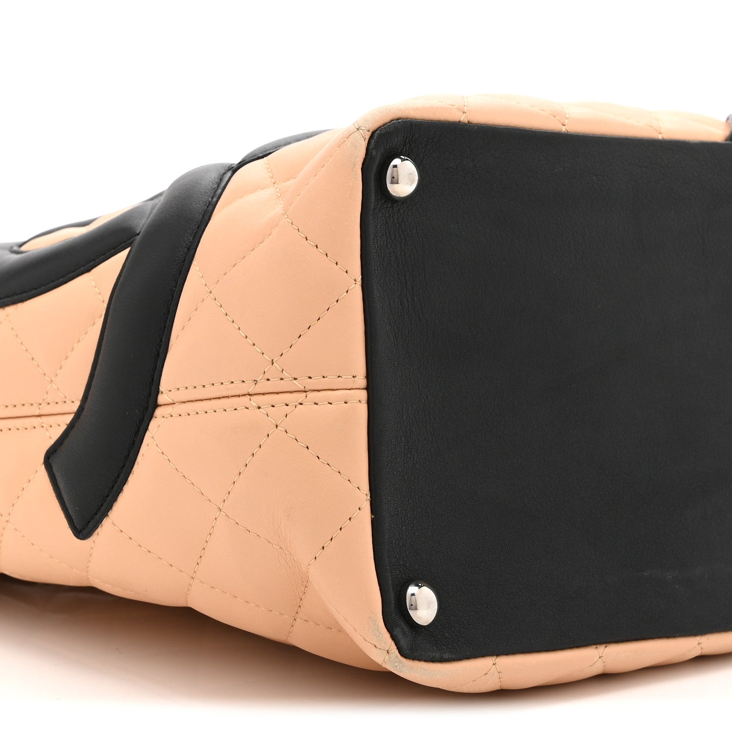 Calfskin Quilted Medium Cambon Tote Beige Black