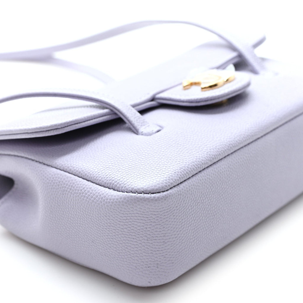 Shiny Caviar Mini Preppy Coco Shoulder Bag Purple
