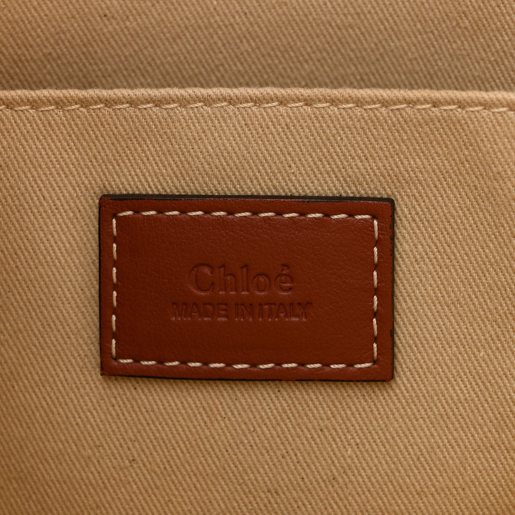 Cotton Calfskin Medium Woody Ribbon Tote White Brown