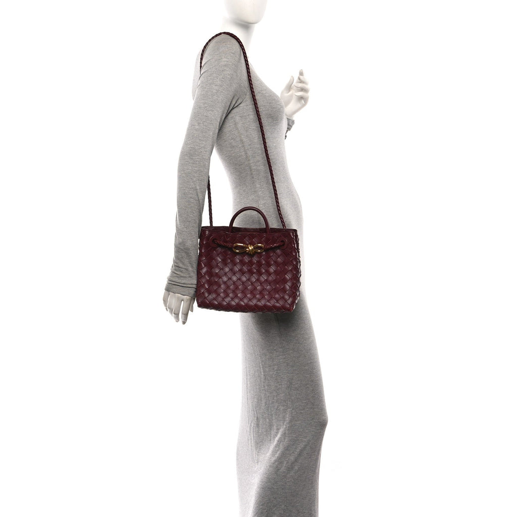 Nappa Intrecciato Small Andiamo Shoulder Bag Barolo