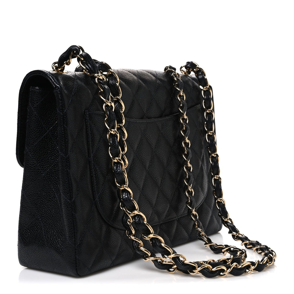 Caviar Jumbo Single Flap Black