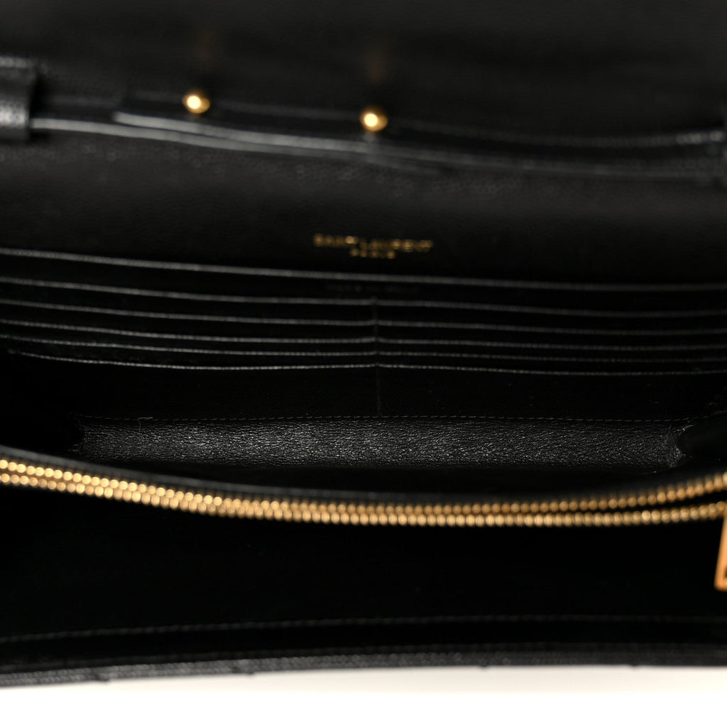 Grain De Poudre Matelasse Chevron Monogram Chain Wallet Black