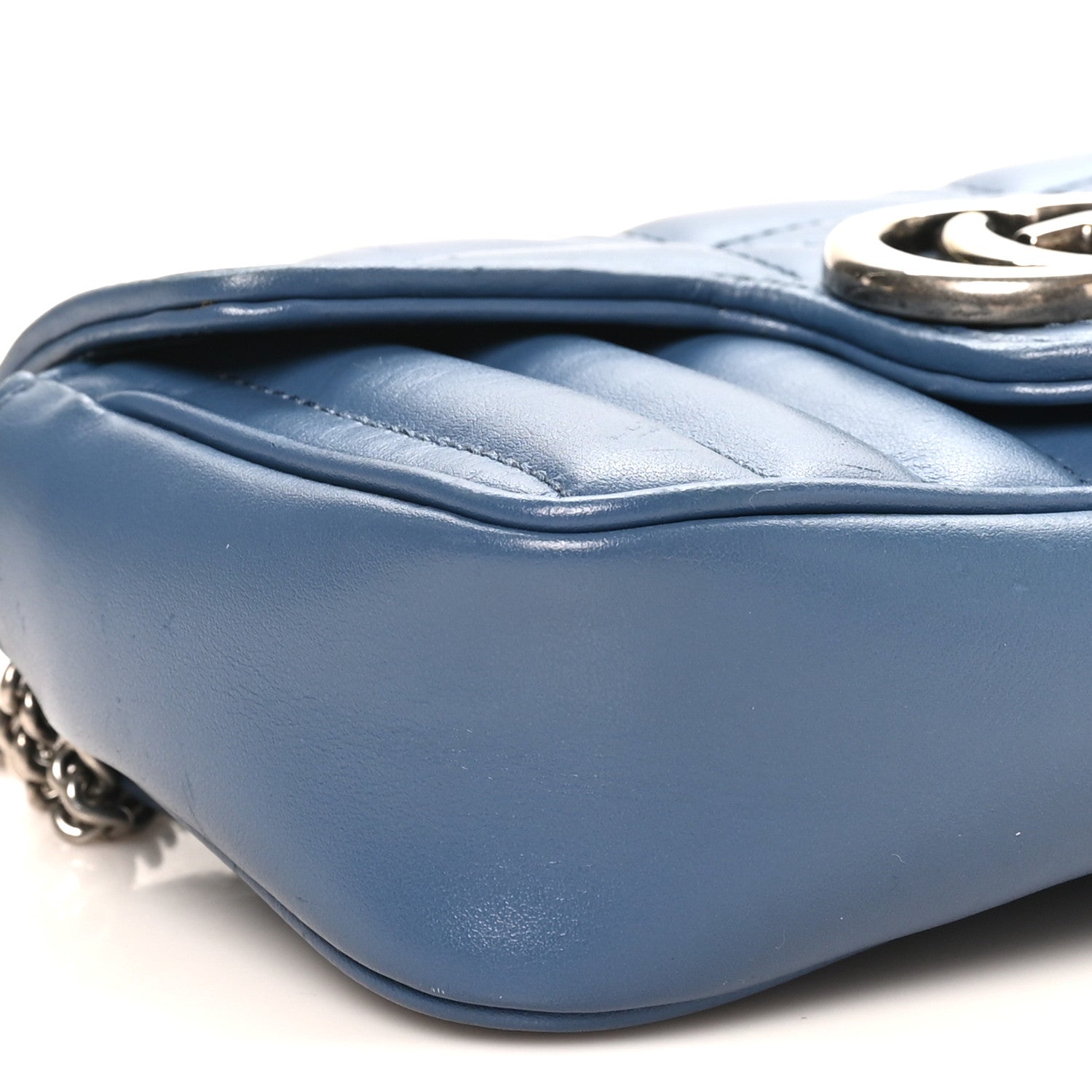 Calfskin Matelasse Aria Super Mini GG Marmont Shoulder Bag Clear Blue