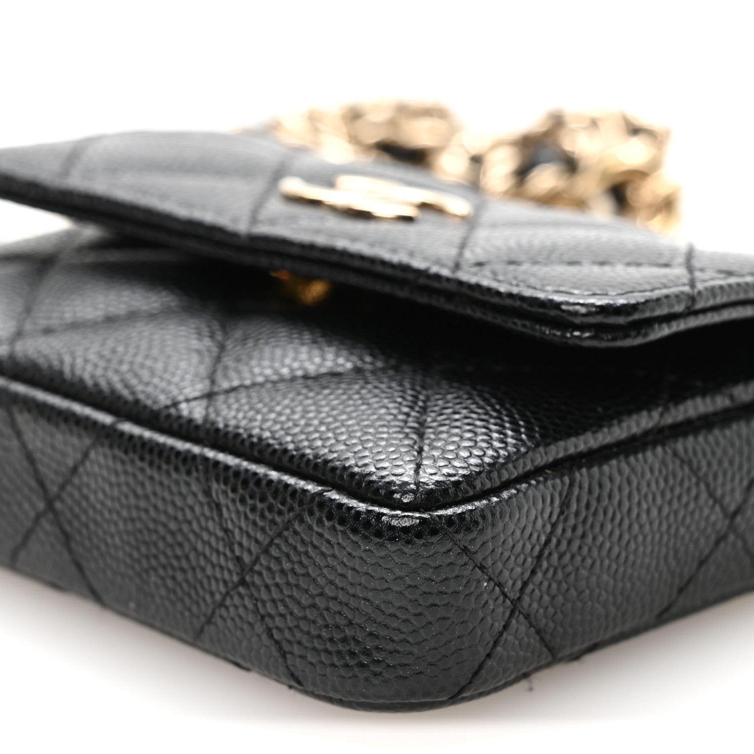 Caviar Quilted Belt Bag With Charms On Chain Black