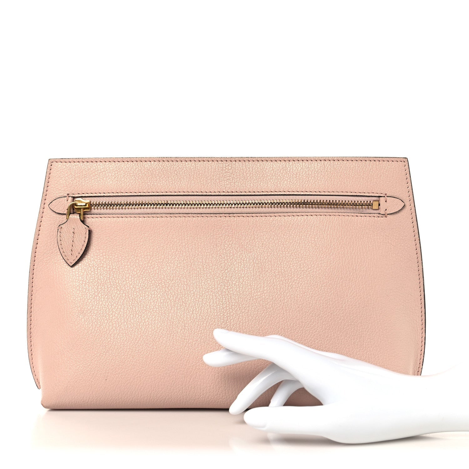 Grainy Calfskin Wristlet Clutch Ash Rose