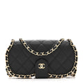 Caviar Quilted Chain Glasses Case Black