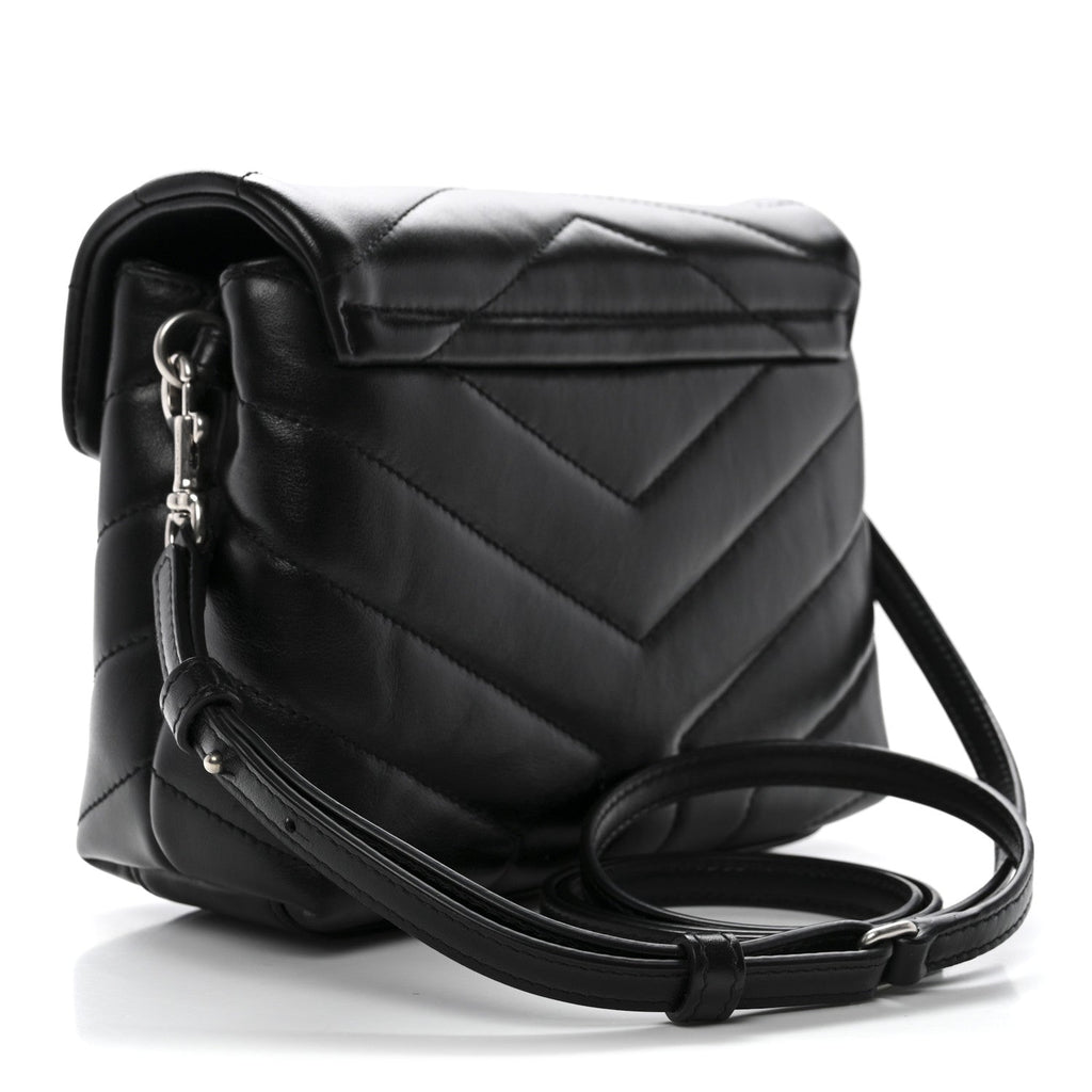 Calfskin Y Quilted Monogram Toy Loulou Crossbody Bag Black