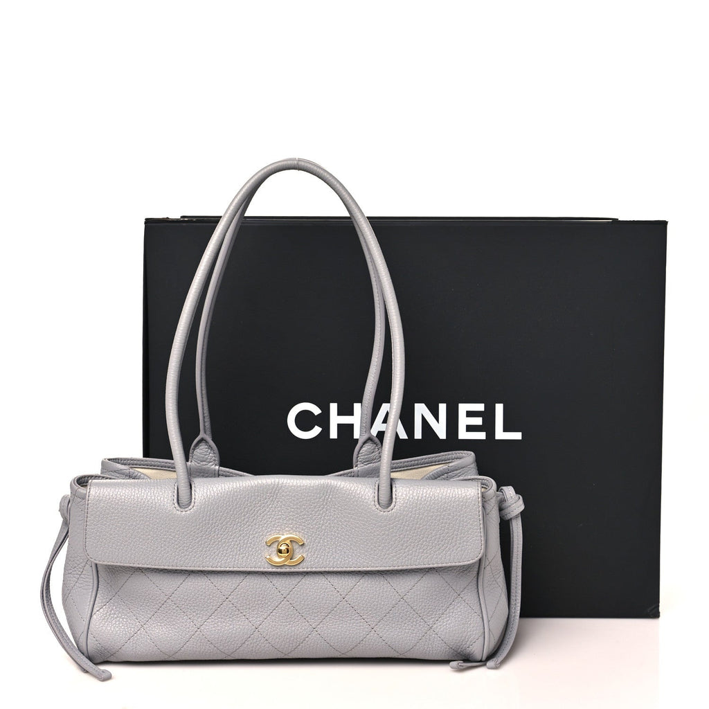 Grained Calfskin Urban Essentials Small Shopping Bag Grey