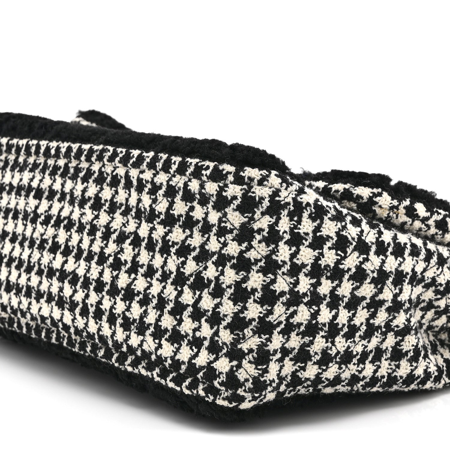 Shearling Tweed Jumbo Single Flap Black White