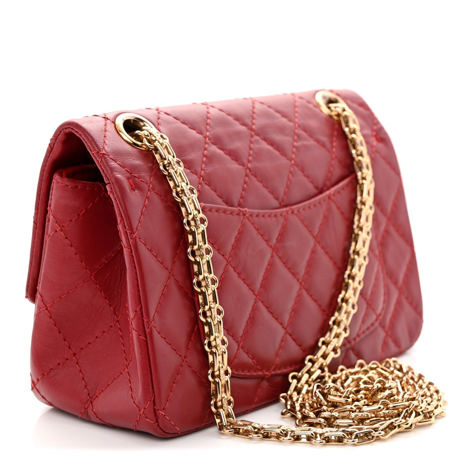 Aged Calfskin Quilted 2.55 Reissue Mini Flap Red