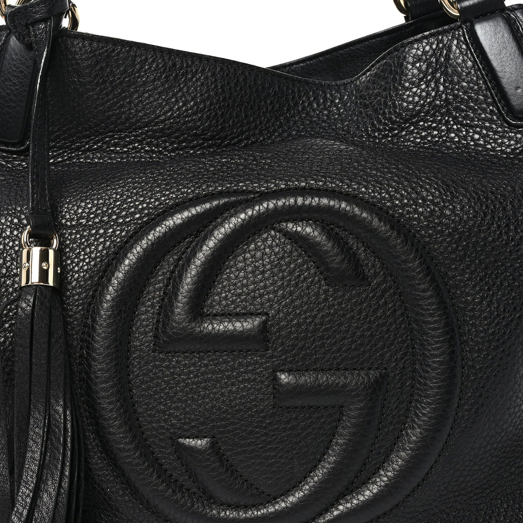 Pebbled Calfskin Medium Soho Chain Shoulder Bag Black