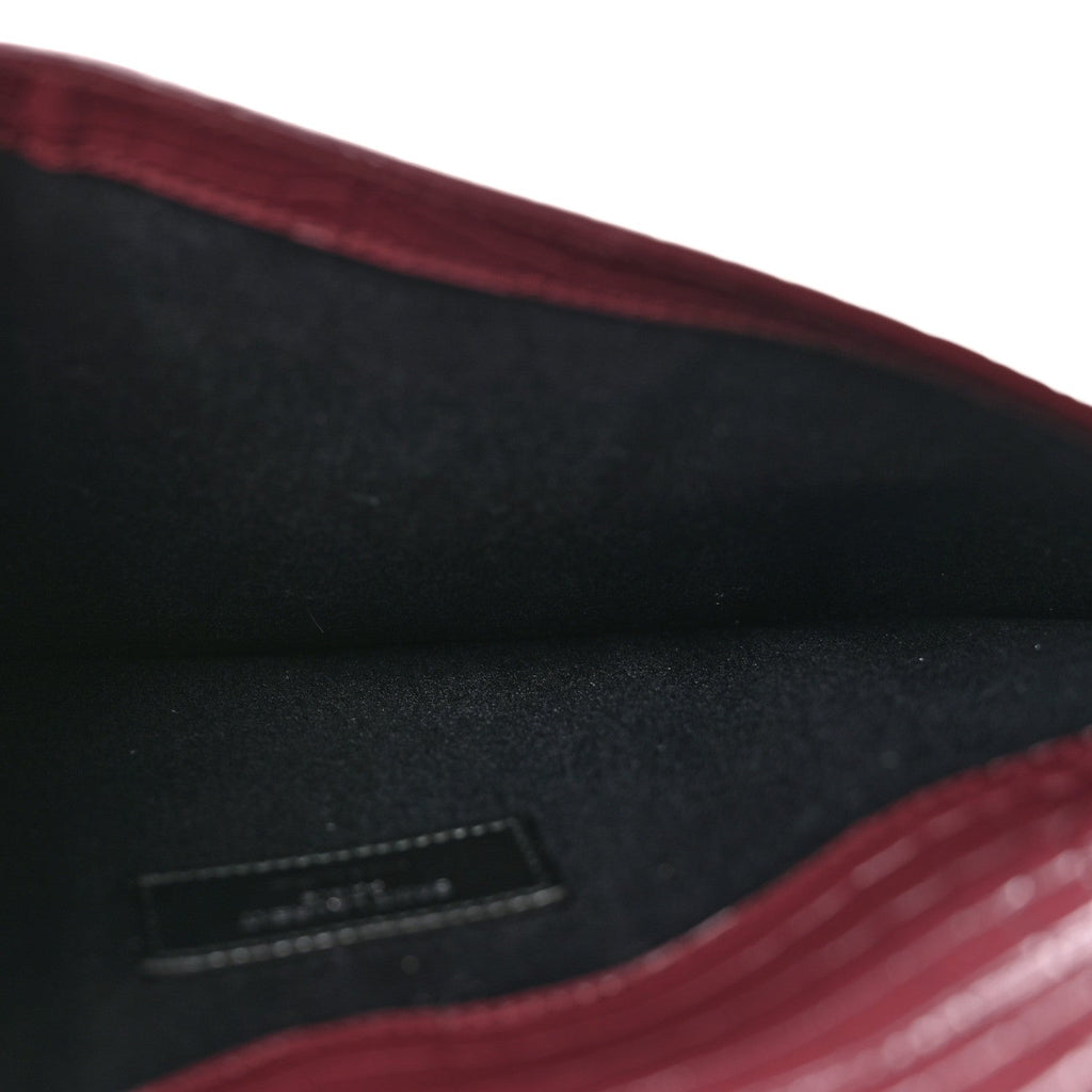 Calfskin Crocodile Embossed Uptown Monogram Clutch Rouge Legion