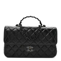 Lambskin Quilted Small Single Flap Top Handle Bag So Black