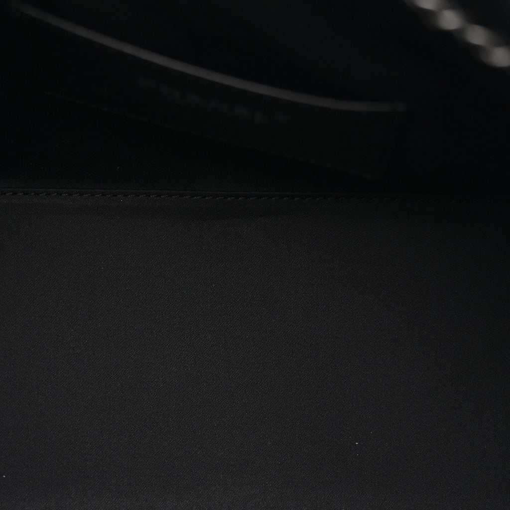 Shiny Crumpled Calfskin Quilted Small Chanel 25 Handbag Black