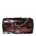 Sequin Embroidered Medium Flap Bordeaux