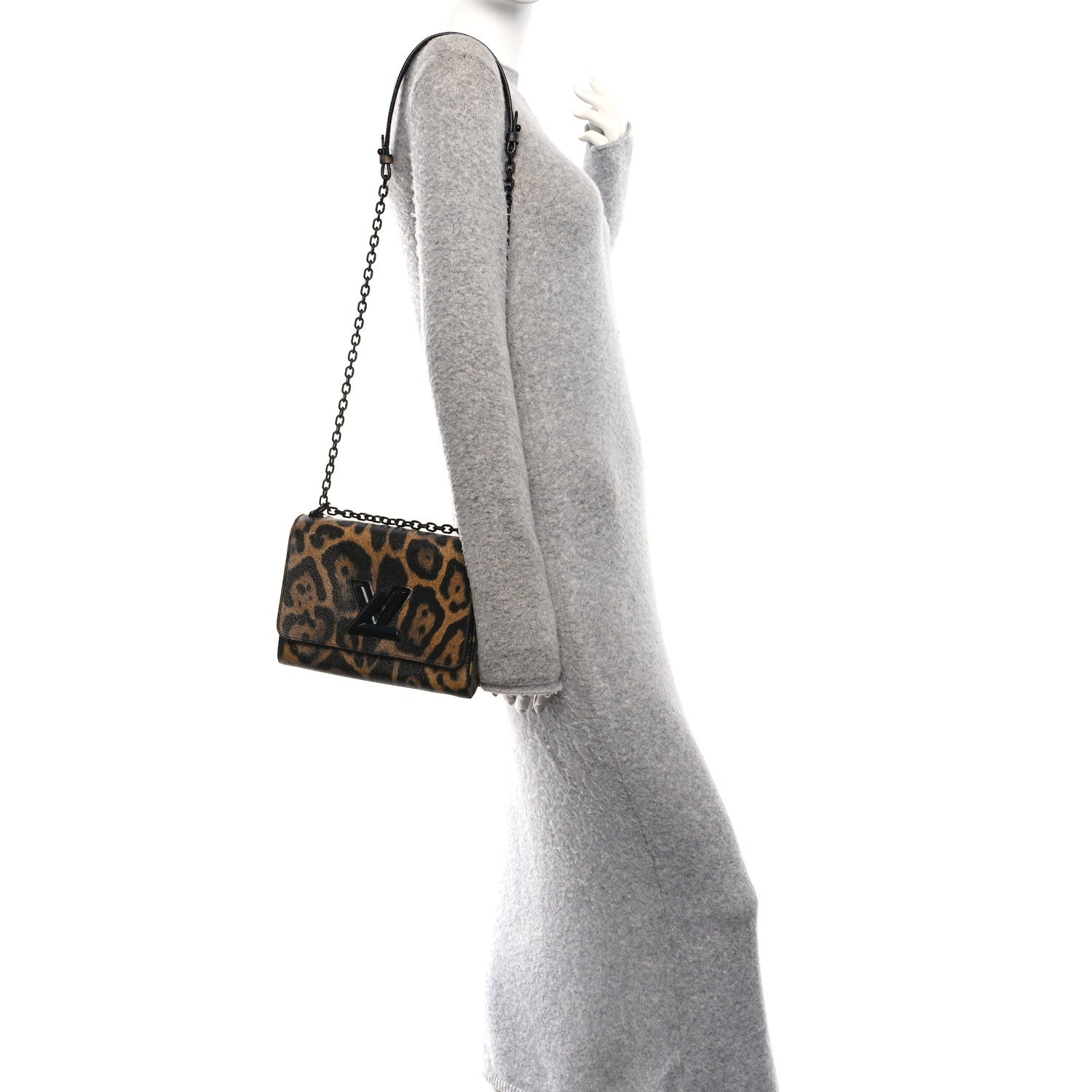 Calfskin Wild Animal Print Twist Shoulder Bag MM