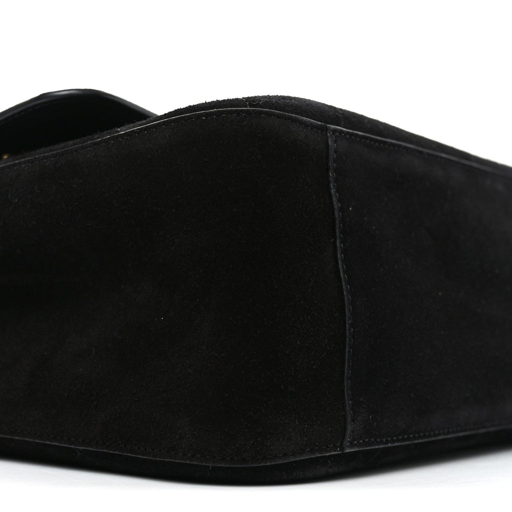 Suede Calfskin Small Souplissimo Maxi Flap Black Black