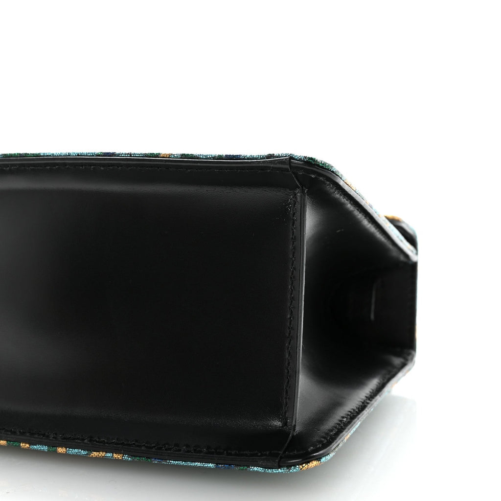 Iridescent Brocade Mini Sylvie Top Handle Bag Azure