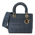 Canvas Embroidered Cannage Medium Lady D-Lite Denim Blue