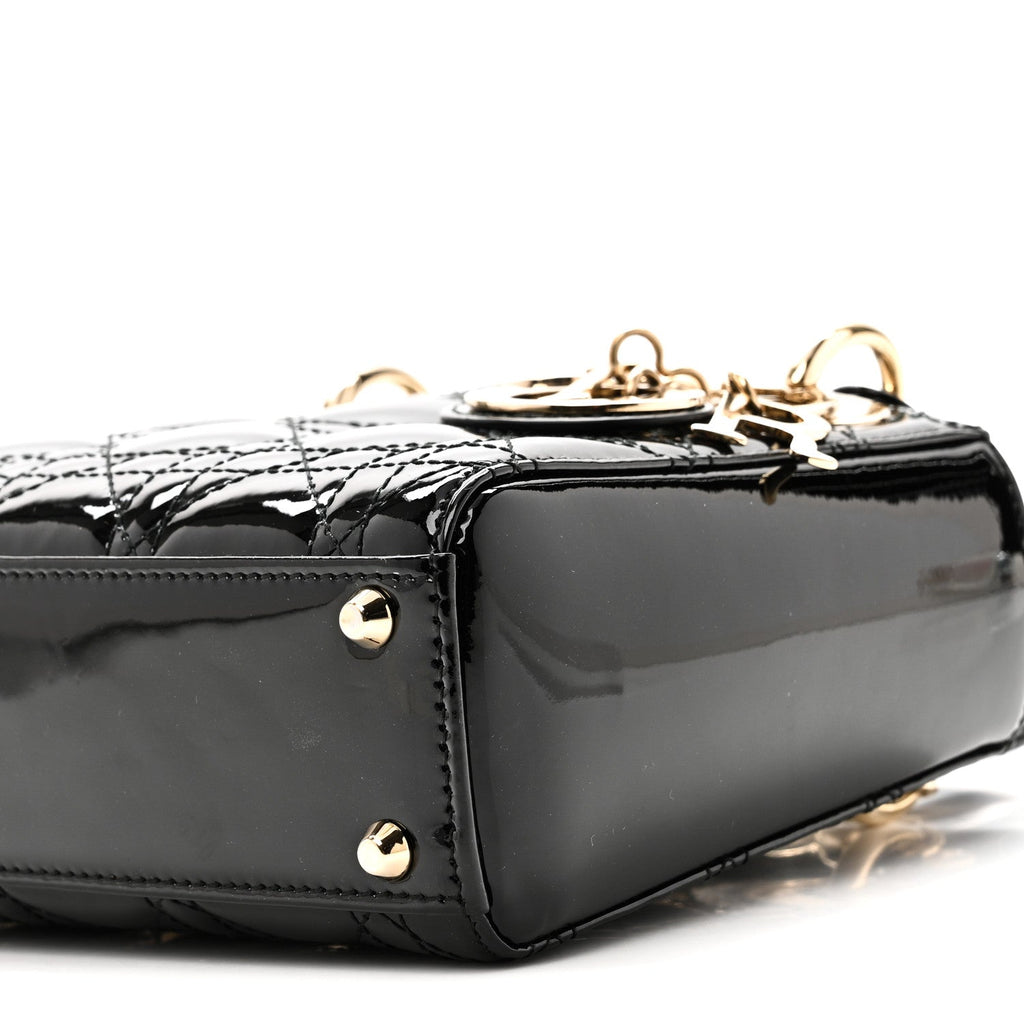 Patent Cannage Mini Lady Dior Black