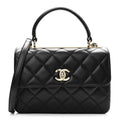 Lambskin Quilted Small Trendy CC Dual Handle Flap Bag Black