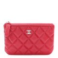 Caviar Quilted Small Cosmetic Case Red