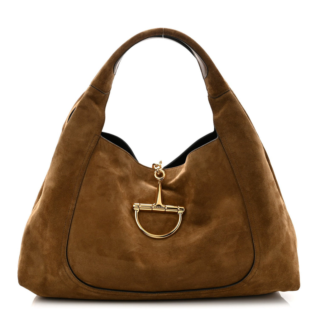 Suede Softbit Maxi Shoulder Bag Brown