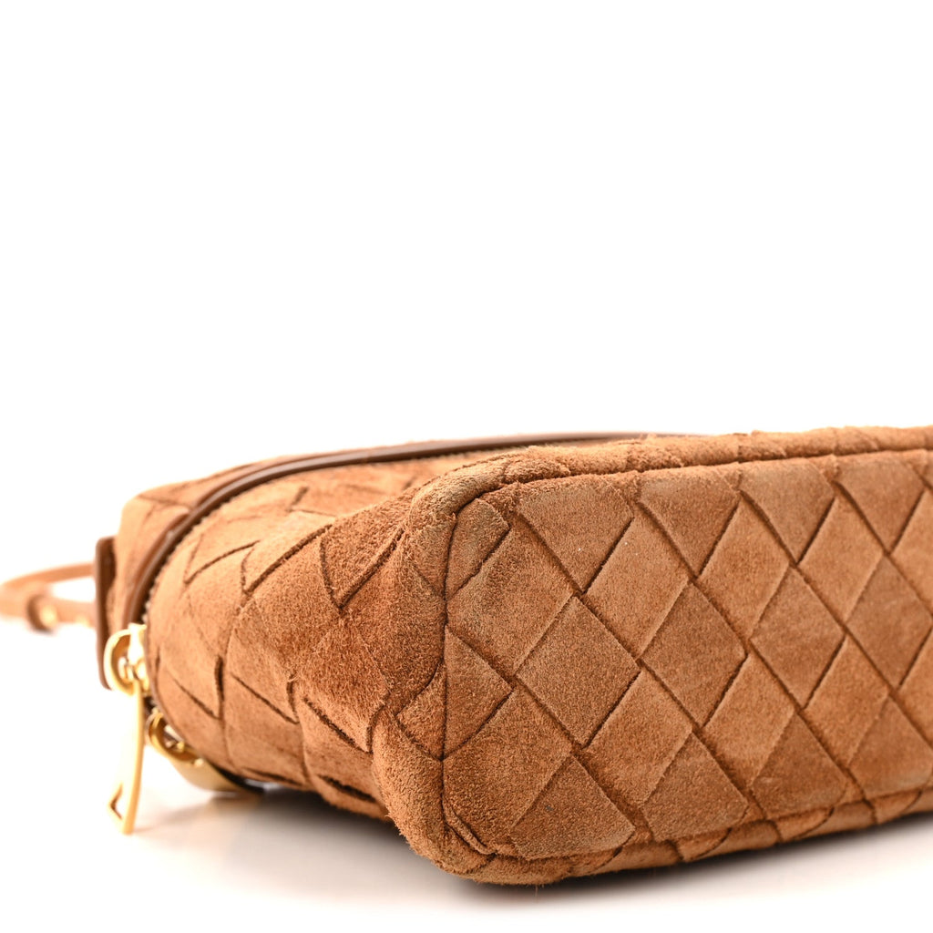 Suede Intrecciato Bang Bang Vanity Case Amber